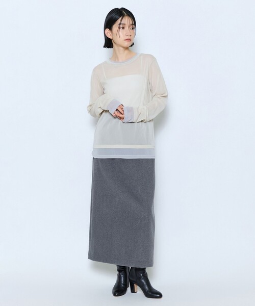 feerique(フィーリック)の「feerique チュールメッシュ配色インナー(Tシャツ/カットソー・レディース・ブラック/モカ/キナリ・2)」の5枚目の写真