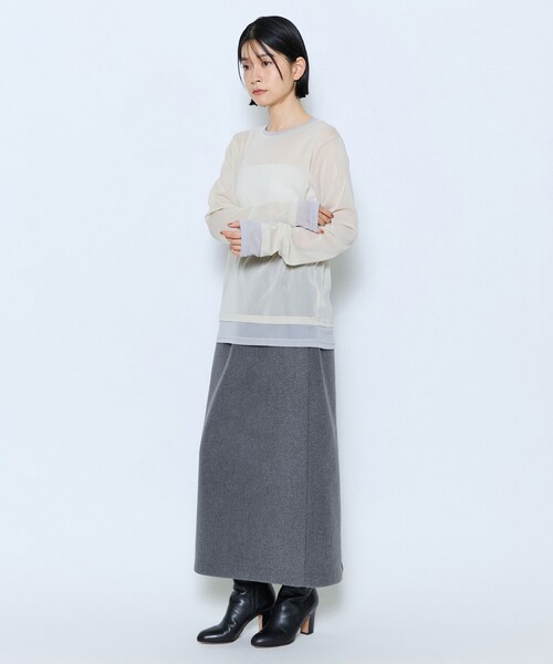 feerique(フィーリック)の「feerique チュールメッシュ配色インナー(Tシャツ/カットソー・レディース・ブラック/モカ/キナリ・2)」の6枚目の写真