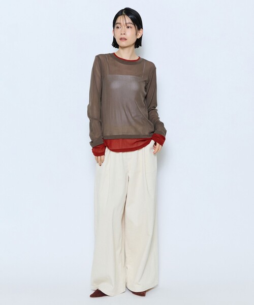 feerique(フィーリック)の「feerique チュールメッシュ配色インナー(Tシャツ/カットソー・レディース・ブラック/モカ/キナリ・2)」の14枚目の写真