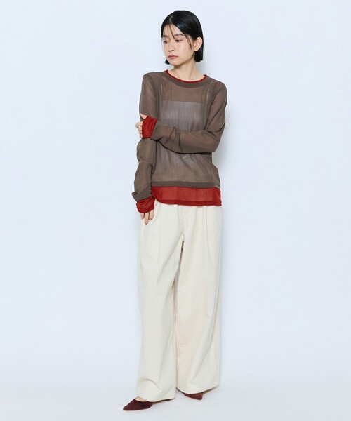 feerique(フィーリック)の「feerique チュールメッシュ配色インナー(Tシャツ/カットソー・レディース・ブラック/モカ/キナリ・2)」の15枚目の写真