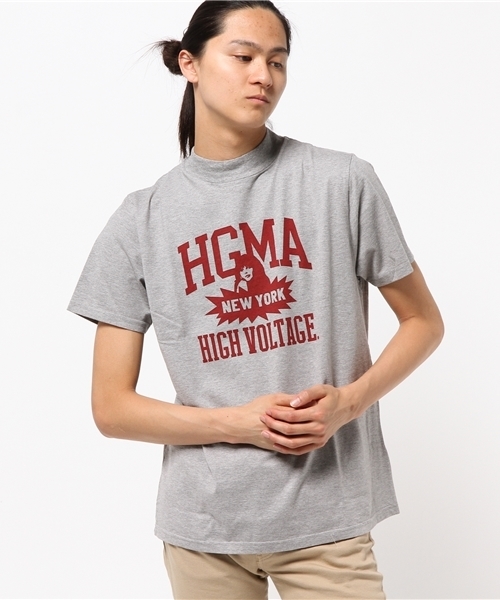 HYSTERIC GLAMOUR(ヒステリックグラマー)の「HIGH VOLTAGE NY pt モックネックT-SH(Tシャツ/カットソー・メンズ・ネイビー/ホワイト/トップグレー・SMALL/LARGE/MEDIUM/X-LARGE)」の4枚目の写真