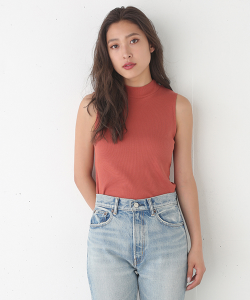 SLY（スライ）の「テレコノースリTOPS（タンクトップ・レディース・ホワイト/トップグレー/オレンジ系その他/ブラック・FREE）」の4枚目の写真