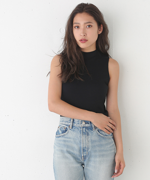 SLY（スライ）の「テレコノースリTOPS（タンクトップ・レディース・ホワイト/トップグレー/オレンジ系その他/ブラック・FREE）」の2枚目の写真