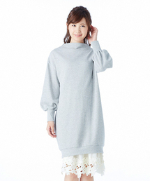 IEDIT | 女っぽい絶妙レイヤードが完成する甘編みスウェットワンピ＆すそレースペチスカートセット(ワンピース)