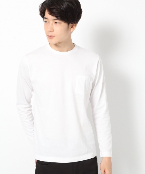 GLOBAL WORK(グローバルワーク)の「【高品質素材】スーピマクルーネック長袖T/724196(Tシャツ/カットソー・メンズ・ホワイト/ブラック/グレー・SMALL/LARGE/MEDIUM/X-LARGE)」の1枚目の写真