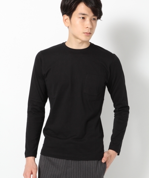 GLOBAL WORK(グローバルワーク)の「【高品質素材】スーピマクルーネック長袖T/724196(Tシャツ/カットソー・メンズ・ホワイト/ブラック/グレー・SMALL/LARGE/MEDIUM/X-LARGE)」の2枚目の写真