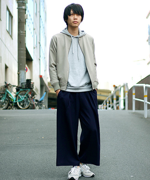 MONO-MART(モノマート)の「T/R スーパーワイド スラックス HAKAMAパンツ(スラックス・メンズ・ネイビー/ブラック/チャコール/グレー・FREE)」の13枚目の写真