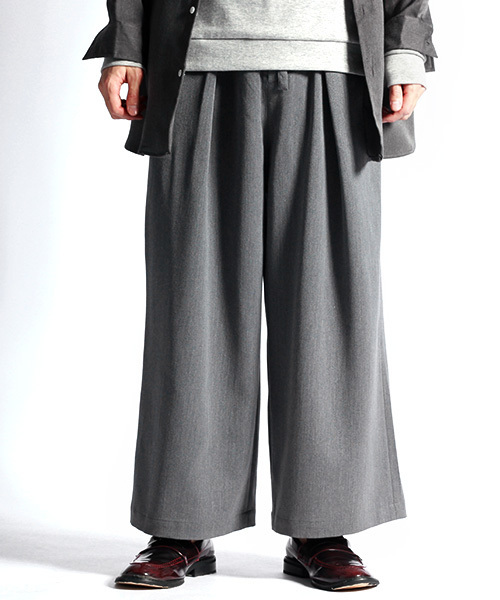 MONO-MART(モノマート)の「T/R スーパーワイド スラックス HAKAMAパンツ(スラックス・メンズ・ネイビー/ブラック/チャコール/グレー・FREE)」の14枚目の写真
