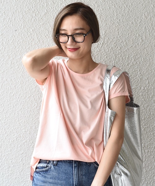 SHIPS Days(シップスデイズ)の「SHIPS Days STANDARD: ソフトコットンルーズTシャツ(Tシャツ/カットソー・レディース・ホワイト/ライトグレー/ベージュ系その他/ピンク/ブラック/ネイビー・M~L/S~M)」の7枚目の写真