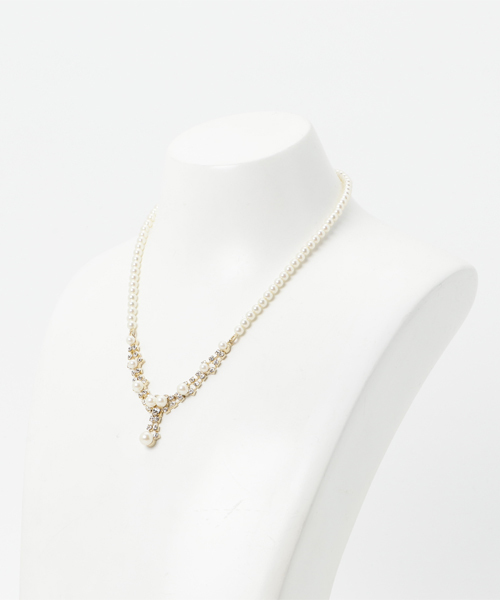 Cupid Heart（キューピッドハート）の「【Cupid Heart】結婚式アクセサリー パールビジューネックレス（ネックレス・レディース・ベージュ・MEDIUM）」の4枚目の写真