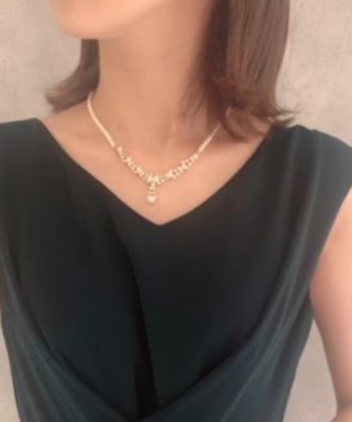 Cupid Heart（キューピッドハート）の「【Cupid Heart】結婚式アクセサリー パールビジューネックレス（ネックレス・レディース・ベージュ・MEDIUM）」の6枚目の写真