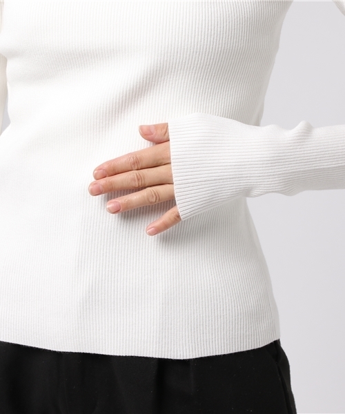 CLANE（クラネ）の「H/N RIB KNIT（ニット/セーター・レディース・ホワイト/ブラック/イエロー/レッド・1/2）」の9枚目の写真