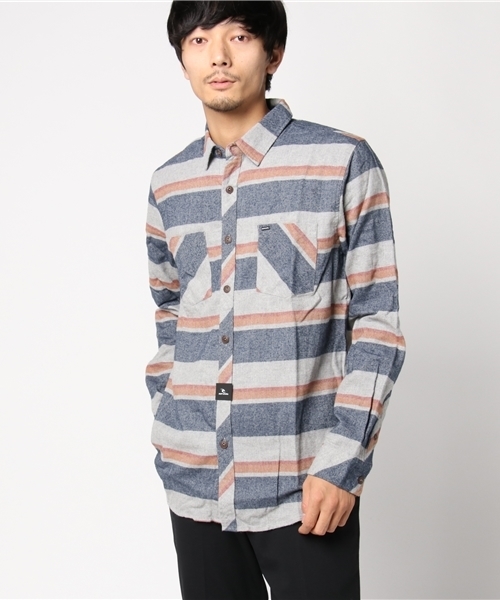 rip curl(リップカール)の「【RIP CURL リップカール】メンズフランネルボーダーシャツ/長袖(シャツ/ブラウス・メンズ・ネイビー/チャコール・MEDIUM/LARGE)」の1枚目の写真
