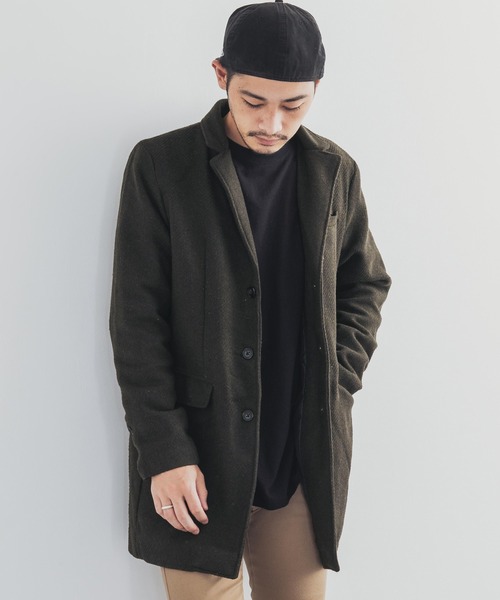 Rocky Monroe(ロッキーモンロー)の「カルゼ メルトン ウール チェスターコート(チェスターコート・メンズ・ブラック/ネイビー/オリーブ/その他/その他1/キャメル/チャコール/グレー/その他2・M/L/XL/S)」の5枚目の写真