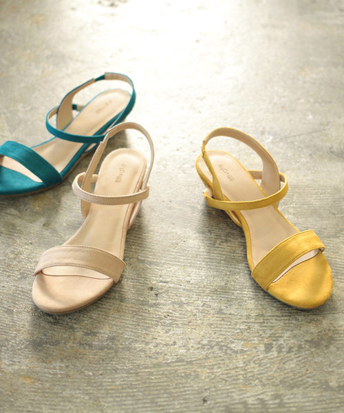 titivate（ティティベイト）の「ﾀﾞﾌﾞﾙｽﾄﾗｯﾌﾟﾛｰﾋｰﾙｻﾝﾀﾞﾙ（サンダル・レディース・ブラック/ブラウン/ブルーグリーン/ライトベージュ/ピンク/イエロー・S/L/LL/M）」の5枚目の写真