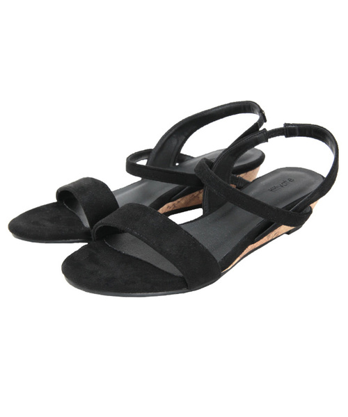 titivate（ティティベイト）の「ﾀﾞﾌﾞﾙｽﾄﾗｯﾌﾟﾛｰﾋｰﾙｻﾝﾀﾞﾙ（サンダル・レディース・ブラック/ブラウン/ブルーグリーン/ライトベージュ/ピンク/イエロー・S/L/LL/M）」の2枚目の写真