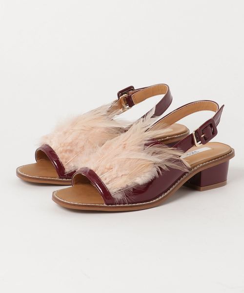 RIVE DROITE(リヴドロワ)の「【JETTE(ジュテ)】フェザーサンダル(サンダル・レディース・ブラック/ボルドー・SMALL/MEDIUM)」の1枚目の写真