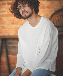 ANGENEHM | mlt2283-Waffle Wide Long Sleeve Cut sew カットソー(MADE IN JAPAN)(Tシャツ/カットソー)