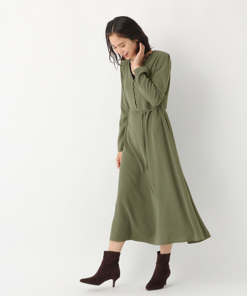 A part by（アパートバイ）の「PキリカエVボタンワンピース 814479（ワンピース・レディース・ネイビー/カーキ/ブラック系その他/ベージュ系その他・FREE）」の4枚目の写真