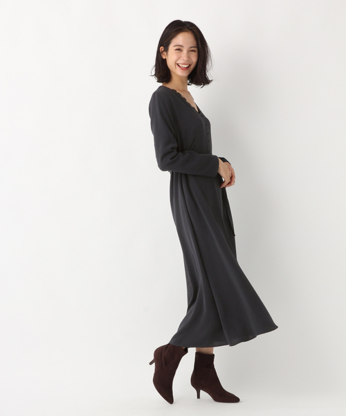 A part by（アパートバイ）の「PキリカエVボタンワンピース 814479（ワンピース・レディース・ネイビー/カーキ/ブラック系その他/ベージュ系その他・FREE）」の17枚目の写真