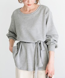 select MOCA | サーマルベルトセットトップス/ワッフル編みコットンブレンドオーバーカットトップス(Tシャツ/カットソー)