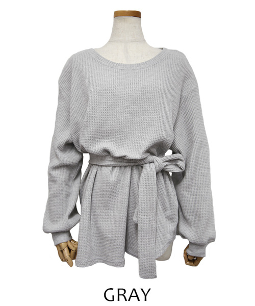 select MOCA（セレクトモカ）の「サーマルベルトセットトップス（Tシャツ/カットソー・レディース・ブラウン/グレー/アイボリー・FREE）」の5枚目の写真