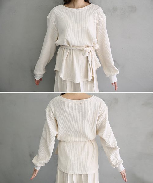 select MOCA（セレクトモカ）の「サーマルベルトセットトップス（Tシャツ/カットソー・レディース・ブラウン/グレー/アイボリー・FREE）」の9枚目の写真