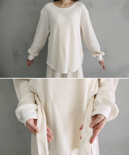 select MOCA（セレクトモカ）の「サーマルベルトセットトップス（Tシャツ/カットソー・レディース・ブラウン/グレー/アイボリー・FREE）」の14枚目の写真