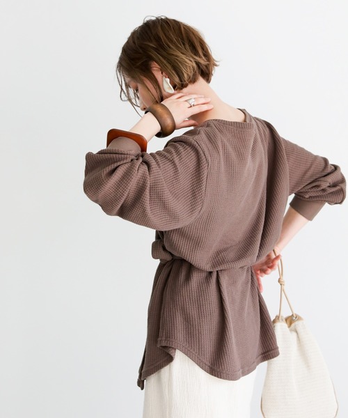 select MOCA（セレクトモカ）の「サーマルベルトセットトップス（Tシャツ/カットソー・レディース・ブラウン/グレー/アイボリー・FREE）」の19枚目の写真