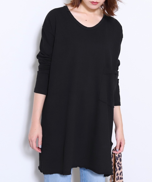 reca(レカ)の「ビッグシルエットポケットデザインスリットカットソー(Tシャツ/カットソー・レディース・オフホワイト/ブラック/オレンジ系その他・FREE)」の15枚目の写真