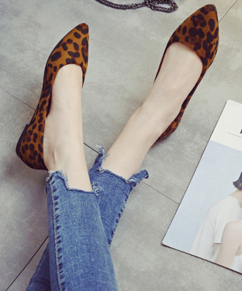 c.u.l】パイソン型押し レオパード ヒョウ柄 フラットシューズ