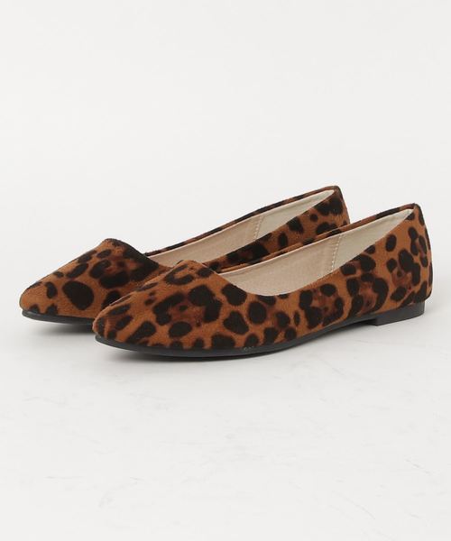 c.u.l】パイソン型押し レオパード ヒョウ柄 フラットシューズ