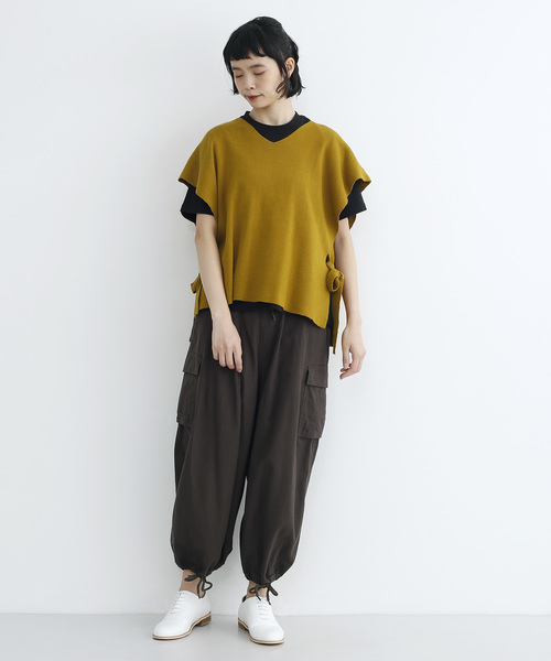 MERLOT IKYU（メルローイキュウ）の「サイドリボンニットベスト2988（ベスト・レディース・ベージュ/チャコールグレー/イエロー・FREE）」の10枚目の写真