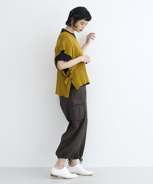 MERLOT IKYU（メルローイキュウ）の「サイドリボンニットベスト2988（ベスト・レディース・ベージュ/チャコールグレー/イエロー・FREE）」の12枚目の写真