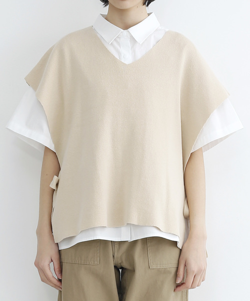 MERLOT IKYU（メルローイキュウ）の「サイドリボンニットベスト2988（ベスト・レディース・ベージュ/チャコールグレー/イエロー・FREE）」の13枚目の写真