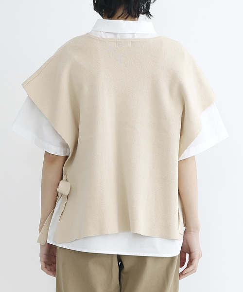 MERLOT IKYU（メルローイキュウ）の「サイドリボンニットベスト2988（ベスト・レディース・ベージュ/チャコールグレー/イエロー・FREE）」の15枚目の写真