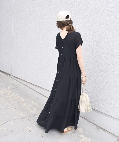 SHIPS（シップス）の「ヨウリュウティアード2WAYワンピース◇（ワンピース・レディース・ブラック/ベージュ/グリーン・ONE SIZE）」の7枚目の写真