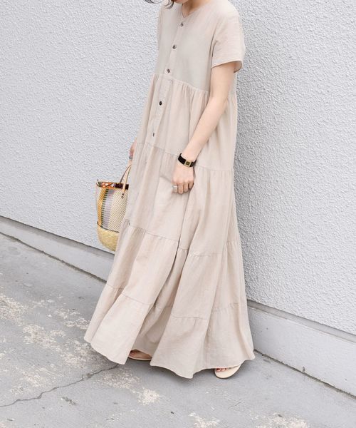 SHIPS（シップス）の「ヨウリュウティアード2WAYワンピース◇（ワンピース・レディース・ブラック/ベージュ/グリーン・ONE SIZE）」の13枚目の写真