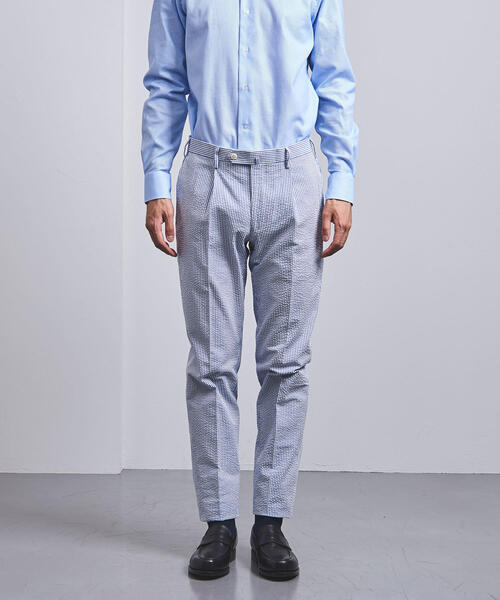 UNITED ARROWS（ユナイテッドアローズ）の「＜UNITED ARROWS＞ シアサッカー ストライプ １プリーツ パンツ（その他パンツ・メンズ・ネイビー・44/46/48/50/52/54/42）」の6枚目の写真