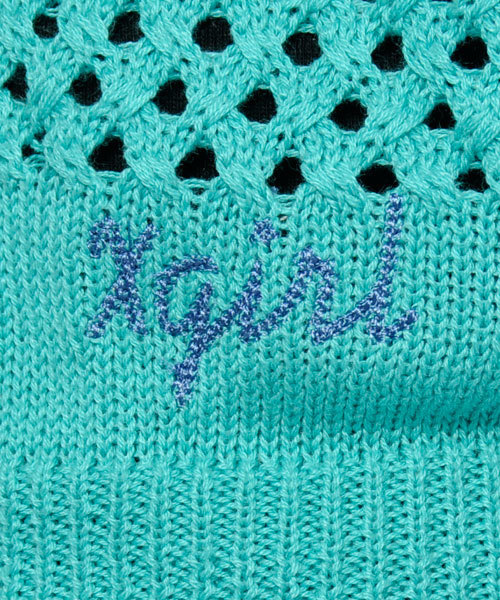 X-girl(エックスガール)の「MESH BORDER KNIT TOP(ニット/セーター・レディース・ホワイト/ブラック/グリーン・2/1)」の8枚目の写真