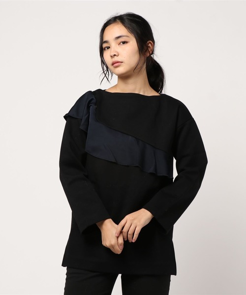 Luftrobe(ルフトローブ)の「《Luftrobe》フリルドッキングチュニック(Tシャツ/カットソー)」|ブラック