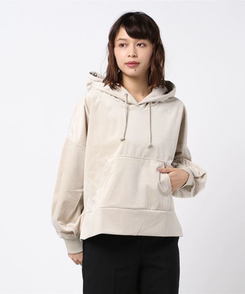 STYLEBLOCK（スタイルブロック）の「カットコーデュロイサイドスリットパーカー（パーカー・レディース・ブラック/ベージュ/グレー/アイボリー・M）」の2枚目の写真