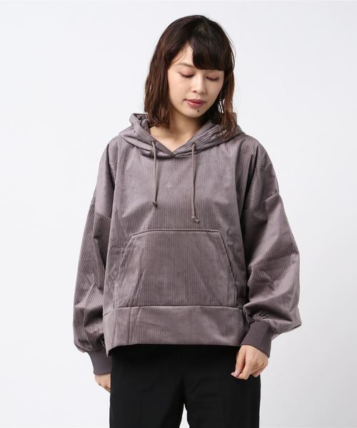 STYLEBLOCK（スタイルブロック）の「カットコーデュロイサイドスリットパーカー（パーカー・レディース・ブラック/ベージュ/グレー/アイボリー・M）」の8枚目の写真