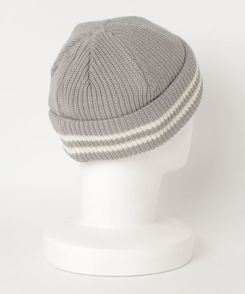 JABURO（ジャブロー）の「JABURO コットン&アクリル 2本ライン入りショートニットキャップ（ニットキャップ/ビーニー・メンズ・ホワイト系その他/ブラック系その他/グレー系その他/ブラウン系その他/ベージュ系その他/ブルー系その他/レッド系その他・FREE）」の8枚目の写真