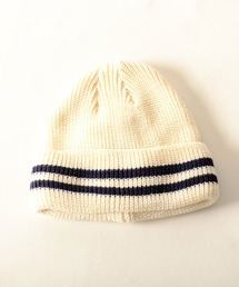 JABURO | 【JABURO】コットン&アクリル 2本ライン入りショートニットキャップ(ニットキャップ/ビーニー)