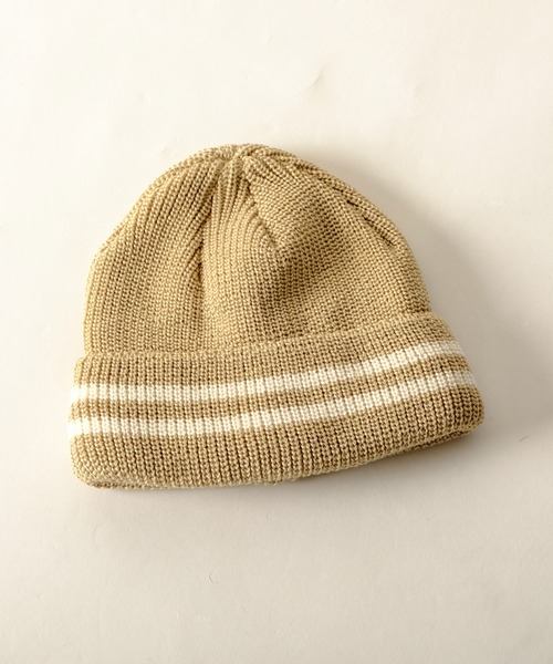 JABURO（ジャブロー）の「JABURO コットン&アクリル 2本ライン入りショートニットキャップ（ニットキャップ/ビーニー・メンズ・ホワイト系その他/ブラック系その他/グレー系その他/ブラウン系その他/ベージュ系その他/ブルー系その他/レッド系その他・FREE）」の5枚目の写真