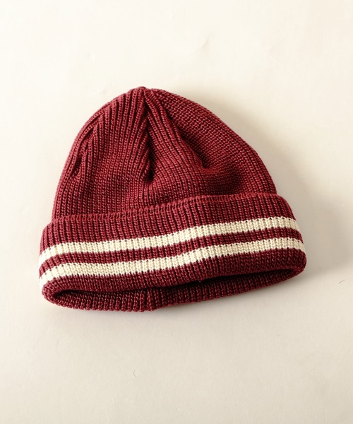 JABURO（ジャブロー）の「JABURO コットン&アクリル 2本ライン入りショートニットキャップ（ニットキャップ/ビーニー・メンズ・ホワイト系その他/ブラック系その他/グレー系その他/ブラウン系その他/ベージュ系その他/ブルー系その他/レッド系その他・FREE）」の7枚目の写真