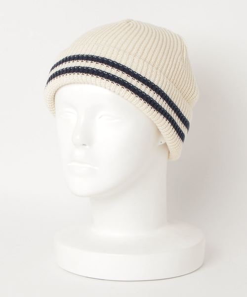 JABURO（ジャブロー）の「JABURO コットン&アクリル 2本ライン入りショートニットキャップ（ニットキャップ/ビーニー・メンズ・ホワイト系その他/ブラック系その他/グレー系その他/ブラウン系その他/ベージュ系その他/ブルー系その他/レッド系その他・FREE）」の11枚目の写真