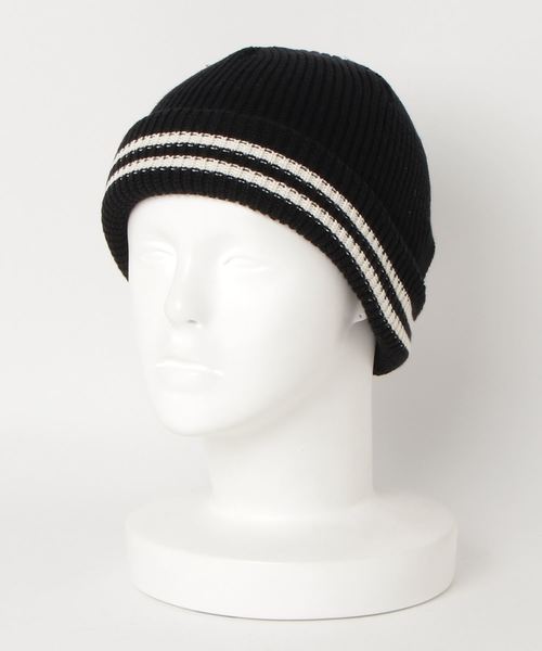 JABURO（ジャブロー）の「JABURO コットン&アクリル 2本ライン入りショートニットキャップ（ニットキャップ/ビーニー・メンズ・ホワイト系その他/ブラック系その他/グレー系その他/ブラウン系その他/ベージュ系その他/ブルー系その他/レッド系その他・FREE）」の12枚目の写真