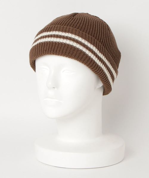 JABURO（ジャブロー）の「JABURO コットン&アクリル 2本ライン入りショートニットキャップ（ニットキャップ/ビーニー・メンズ・ホワイト系その他/ブラック系その他/グレー系その他/ブラウン系その他/ベージュ系その他/ブルー系その他/レッド系その他・FREE）」の14枚目の写真